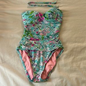 Lilly Pulitzer one piece bathing suit with adjustable/removable halter strap